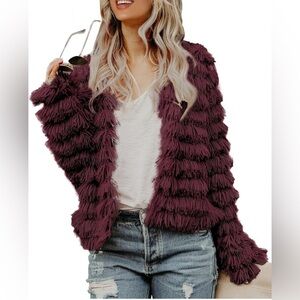 Women's Fringe Jacket - Burgundy